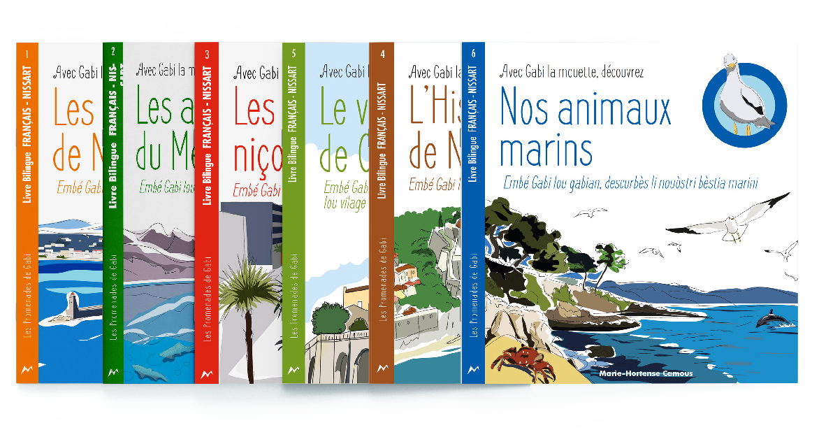 Collection des livre français et niçois de gabi la mouette par editions medialpes